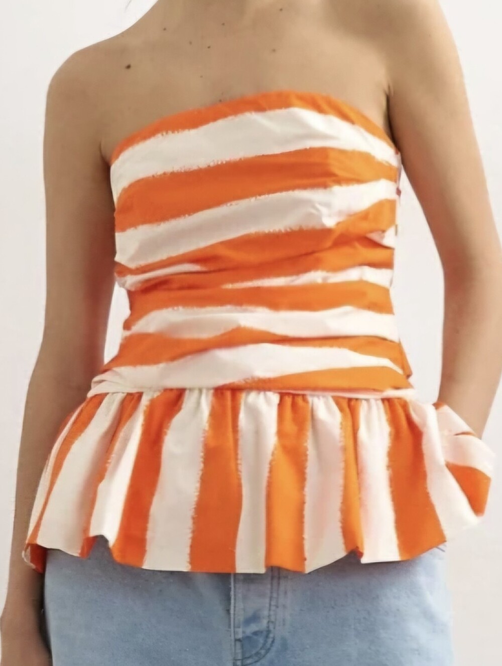 Topshop Gathered Bust Bandeau W/ Peplum Hem